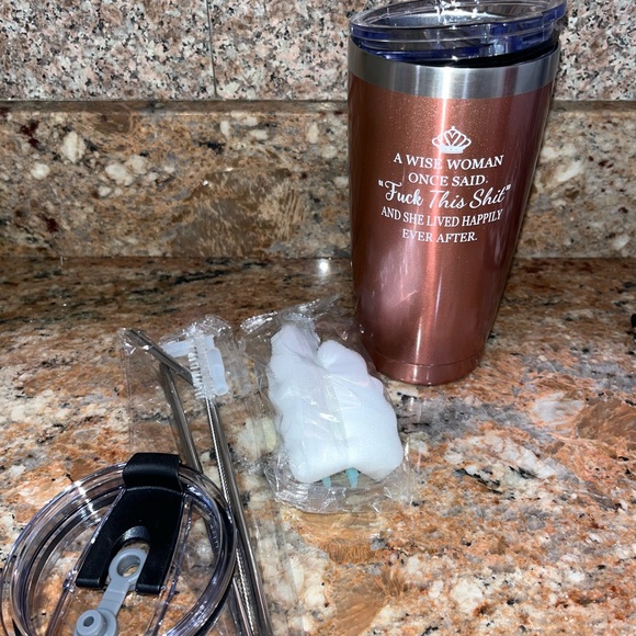 Rose gold shimmer funny travel coffee mug - Picture 2 of 7